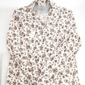 Eleventy Linen, Floral Button Down Shirt Platinum Collection,Size Medium